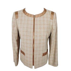 Jones New York Women’s Houndstooth Blazer, Collarless, Ginger, 3/4 Sleeve, S6